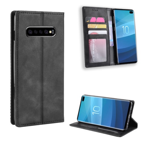 OEM - Vintage Plånboksfodral till Samsung Galaxy S10 Plus - Svart