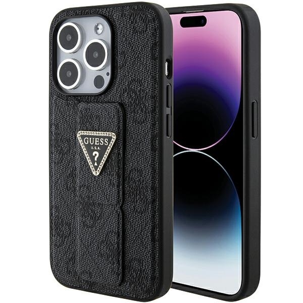 OEM - iPhone 15 Pro Skal Svart Gripstand Triangel Strass