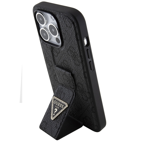 OEM - iPhone 15 Pro Skal Svart Gripstand Triangel Strass