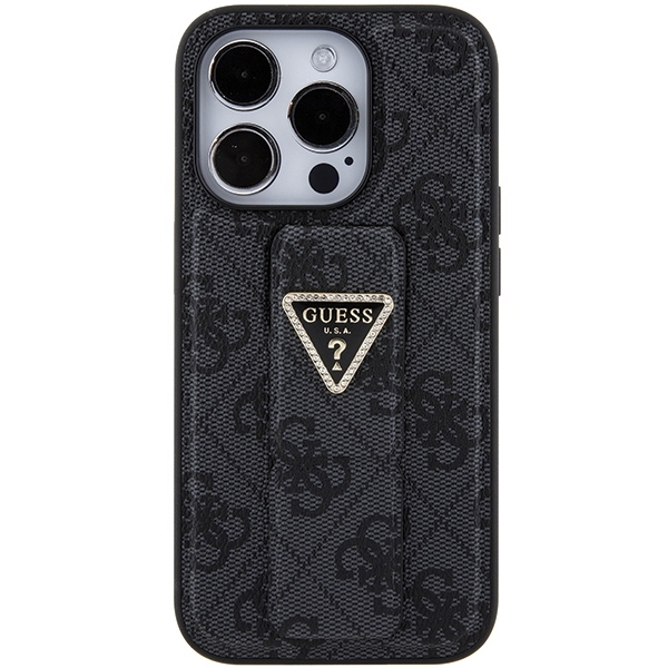 OEM - iPhone 15 Pro Skal Svart Gripstand Triangel Strass
