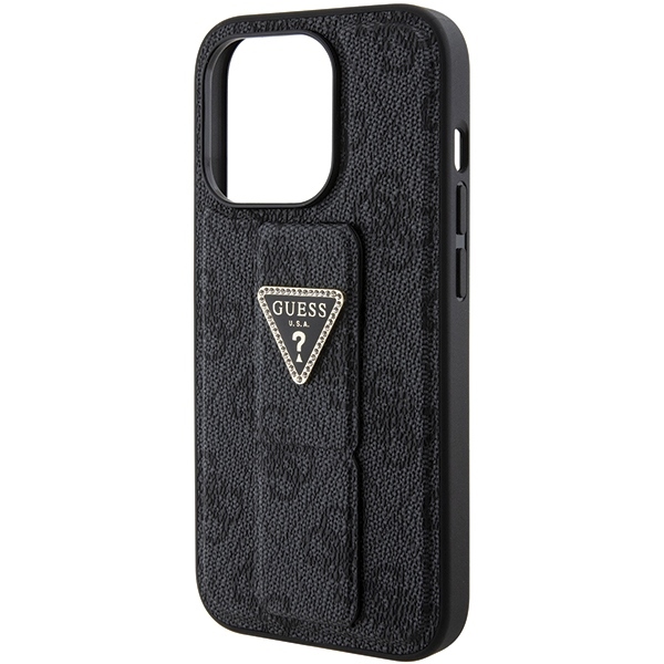 OEM - iPhone 15 Pro Skal Svart Gripstand Triangel Strass