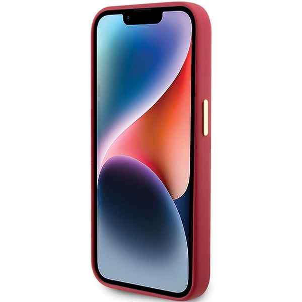 Guess - Guess iPhone 15 Pro Skal Magenta Silikon Metall Logga