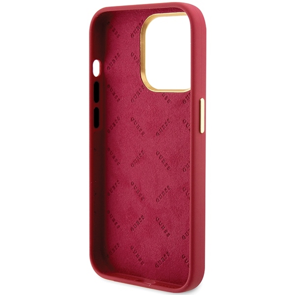 Guess - Guess iPhone 15 Pro Skal Magenta Silikon Metall Logga