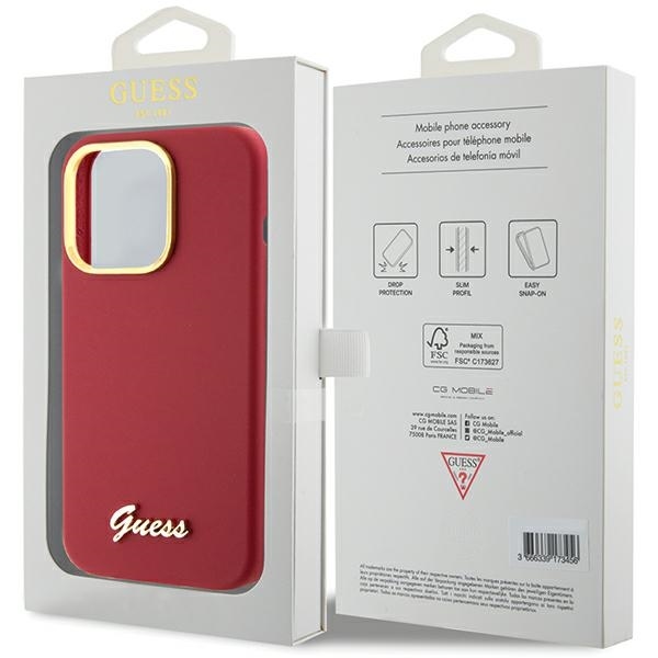Guess - Guess iPhone 15 Pro Skal Magenta Silikon Metall Logga