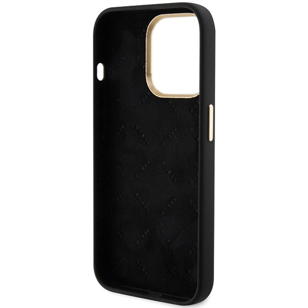 Guess - Guess iPhone 15 Pro Skal Silikon Svart Metall Logotyp