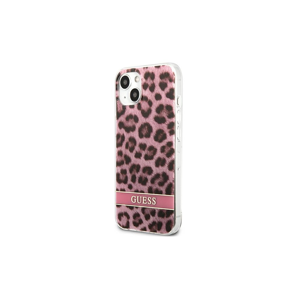 iPhone 13 Mini 5.4" Hårt Skal Rosa Leopard & Elektro Rand