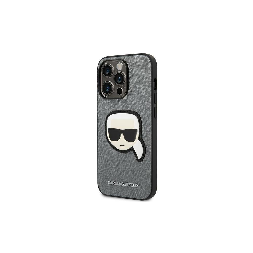 Karl Lagerfeld iPhone 14 Pro Fodral Saffiano Silver